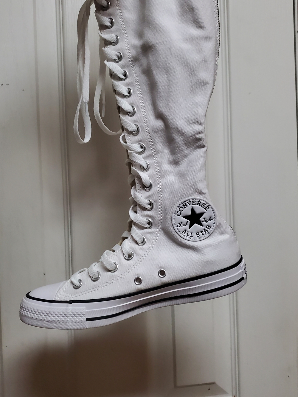 Converse White Knee-High Lace-Up Canvas Boots